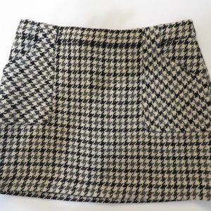 J. Crew Size 8 Houndstooth Wool Mini Skirt with Pockets Gray Black Prep